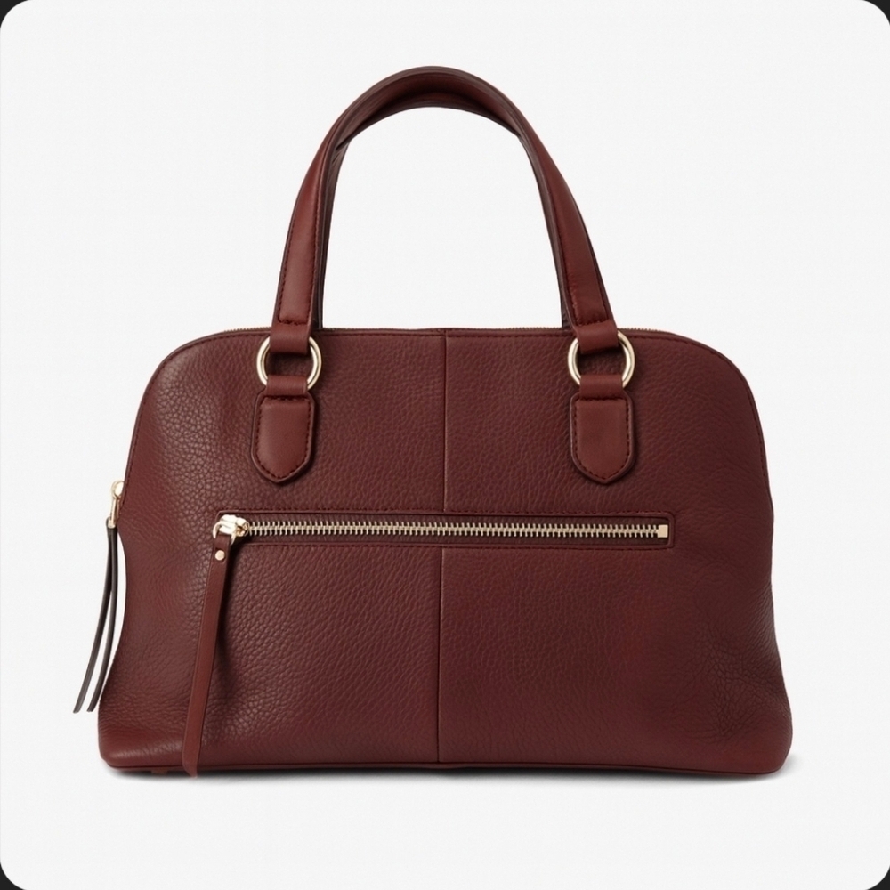 Isaac Mizrahi Burgundy Leather Handbag - Picture 2 of 6